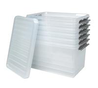 BRB Lot de 6 boîtes de rangement avec couvercle, transparentes, 600 x 400 x 340 mm, 62 l