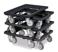 BRB Lot de 6 chariots de logistique/de transport pour caisses 600 x 400 mm, charge maximale 250 kg (noir)