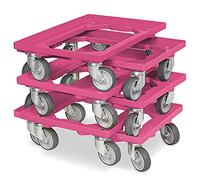 BRB Lot de 6 chariots de logistique/de transport pour caisses 600 x 400 mm, charge maximale 250 kg (rose)