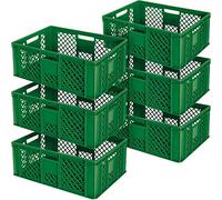 BRB Lot de 6 paniers empilables ajourés/empilables (L x l x H) 600 x 400 x 240 mm, qualité alimentaire, qualité industrielle (vert)