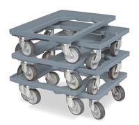 BRB Lot de 6 roulettes de logistique/de transport pour caisses 600 x 400 mm, charge maximale 250 kg (gris)