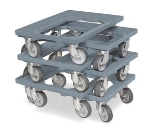 BRB Lot de 6 roulettes de logistique/de transport pour caisses 600 x 400 mm, charge maximale 250 kg (gris)
