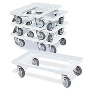 BRB Lot de 7 roulettes de logistique pour conteneurs 600 x 400 mm, charge maximale 250 kg (blanc)