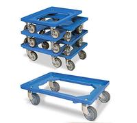 BRB Lot de 7 roulettes de logistique pour conteneurs 600 x 400 mm, charge maximale 250 kg (bleu)