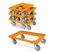 BRB Lot de 7 roulettes logistiques pour conteneur 600 x 400 mm - Charge maximale : 250 kg - Orange