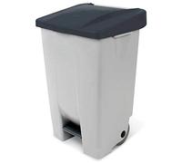 BRB Poubelle à pédale avec roulettes, capacité 80 l, H x l x P 740 x 490 x 420 mm, corps gris (gris/noir)