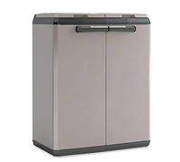 BRB Poubelle en plastique polypropylène gris/noir, Utility, Armoire de recyclage pour 2 sacs poubelle de 110 litres, Résistant aux intempéries et aux UV, 680 x 390 x 850 mm