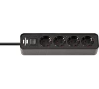 BRE 1153240000 - Bloc multiprise, 4 prises, type F, 1,5 m, noir, avec commutateur