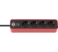 Brennenstuhl Multiprise Ecolor 1153240070 – 4 prises, compacte rouge/noir 1,5 m
