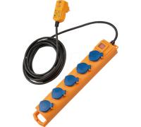 BRE 1159900805 - Barrette de prises extérieures 5 fois avec fiche Fi, jaune