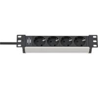 Brennenstuhl Multiprise 1390007004 – 4 prises, câble 2 m, noir/argent, intérieure, interrupteur