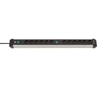 Brennenstuhl Multiprise Alu-Line - 12 Prises - en Aluminium de qualité supérieure - avec 2 interrupteurs et câble de 3 m - Fabriquée en Allemagne