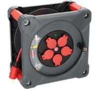 Brennenstuhl Professional KA 3110 Cube De Chantier 5 Prises Enrouleur De Câble H07BQ-F 3G1.5 - IP44 - 33m - Rouge
