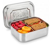 BREADL Boîte à Goûter en Inox avec 3 compartiments fixe, Sans silicone, Inoxydable, Lavable au lave-vaisselle, Petite boîte à déjeuner 1000 ml, en métal alimentaire, Pour enfants et adultes