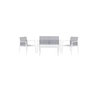 Paris Prix – Salon de jardin Break – 1 canapé, 2 fauteuils, 1 table basse – Blanc