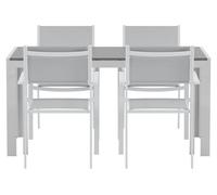 Break set de jardin table 90x150 cm gris 4 chaises gris.