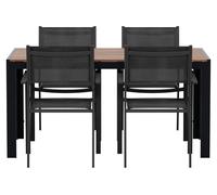 Break set de jardin table 90x150 cm naturel 4 chaises noir.