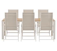 Break set de jardin table 90x200 cm beige 6 chaises beige.