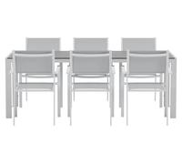 Break set de jardin table 90x200 cm gris 6 chaises gris.