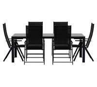 Break set de jardin table 90x200 cm noir 6 chaises noir.