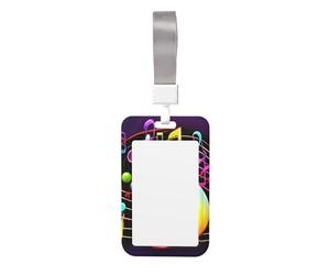 BREAUX Étui de protection avec impression de notes de musique colorées, étui pour badge, étui rigide vertical, porte-badge