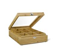 Bredemeijer TB009BN Storage Boîte à Thé avec 9 Compartiments Bambou, Marron