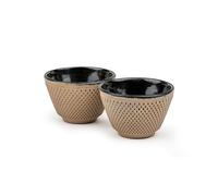 Bredemeijer Xilin Tasses Thé Japonaises, Mug Infuseur Thé, 2x100 ml - Sable | Tasses à Thé en Fonte, Intérieur Émaillé, Lot de 2, Assorties aux Théières Xilin, Design d’Inspiration Japonaise