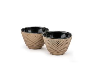 Bredemeijer Xilin Tasses Thé Japonaises, Mug Infuseur Thé, 2x100 ml - Sable | Tasses à Thé en Fonte, Intérieur Émaillé, Lot de 2, Assorties aux Théières Xilin, Design d’Inspiration Japonaise