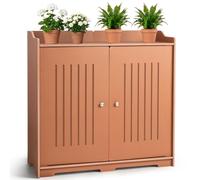 BreezTerra Armoire de jardin avec table à plantes, résistante aux intempéries, pour l'extérieur, 97 x 39 x 95 cm, matériau PVC de qualité supérieure, facile à entretenir et à nettoyer, marron