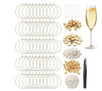 Breloques à verres Avec perles, pincette et résine pour création DIY | Set De Marque-Verres À Vin Pour fêtes, mariages, anniversaires, Noël, Halloween, Action de grâce, vacances