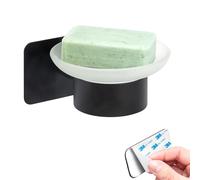 bremermann Bad-Serie Piazza Black Tape Porte-savon autocollant en verre et acier inoxydable Noir Fixation adhésive 3M