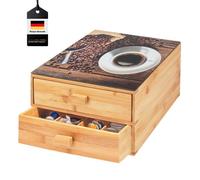 bremermann Boîte à capsules de café en bambou avec plaque de verre décorative | Boîte à sachets de thé