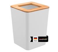 bremermann Calvi Poubelle de Salle de Bain, en Bambou et Plastique, de 5,5 l (Blanc)