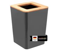 bremermann Calvi Poubelle de salle de bain, en bambou et plastique, de 5,5 l (Gris)