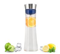 bremermann Carafe en verre Carola avec pied en silicone - Couvercle démontable - 1 l (bleu)