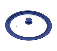 bremermann Couvercle en Verre Universel avec Bord en Silicone, 30/32/34 cm, Grande (Bleu)