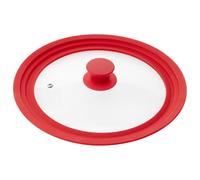 bremermann Couvercle en Verre Universel avec Bord en Silicone, 30/32/34 cm, Grande (Rouge)