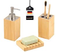 bremermann Ensemble d'accessoires de salle de bain 3 pièces en bambou