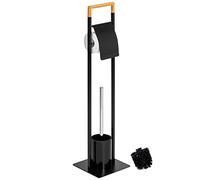 bremermann - Ensemble de WC 2 en 1, sur Pied - Brosse WC et Porte-Papier Toilette (Noir)