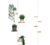 bremermann Étagère à fleurs télescopique avec 4 étagères en bambou, escalier à fleurs réglable en hauteur de 140 à 290 cm, blanc