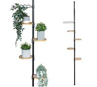 bremermann Étagère à fleurs télescopique avec 4 étagères en bambou, escalier à fleurs réglable en hauteur de 140 à 290 cm, noir