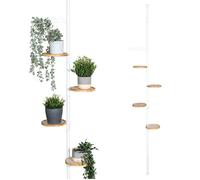 bremermann Étagère à fleurs télescopique avec 4 étagères en bambou, escalier à fleurs réglable en hauteur de 140 à 290 cm, blanc