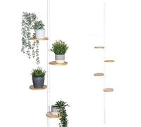 bremermann Étagère à fleurs télescopique avec 4 étagères en bambou, escalier à fleurs réglable en hauteur de 140 à 290 cm, blanc