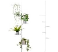 bremermann Étagère à fleurs télescopique avec 4 étagères et aide pour grimper, escalier pour fleurs réglable en hauteur de 140 à 290 cm, blanc