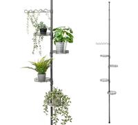 bremermann Étagère à fleurs télescopique avec 4 étagères et aide pour grimper, escalier pour fleurs réglable en hauteur de 140 à 290 cm, gris