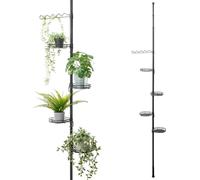 bremermann Étagère à fleurs télescopique avec 4 étagères et aide pour grimper, escalier pour fleurs réglable en hauteur de 140 à 290 cm, noir