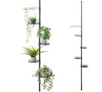 bremermann Étagère à fleurs télescopique avec 4 étagères et aide pour grimper, réglable en hauteur de 140 à 290 cm, noir