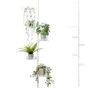 bremermann Étagère à fleurs télescopique avec 4 étagères et aide pour grimper, escalier pour fleurs réglable en hauteur de 140 à 290 cm, blanc