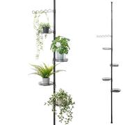 bremermann Étagère à Fleurs télescopique avec 4 Plateaux et tuteur - Colonne à Fleurs avec Hauteur d'installation de 140 à 290 cm (Noir)