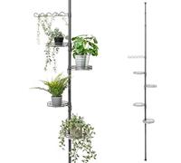bremermann Étagère à fleurs télescopique avec 4 étagères et aide pour grimper, escalier pour fleurs réglable en hauteur de 140 à 290 cm, gris